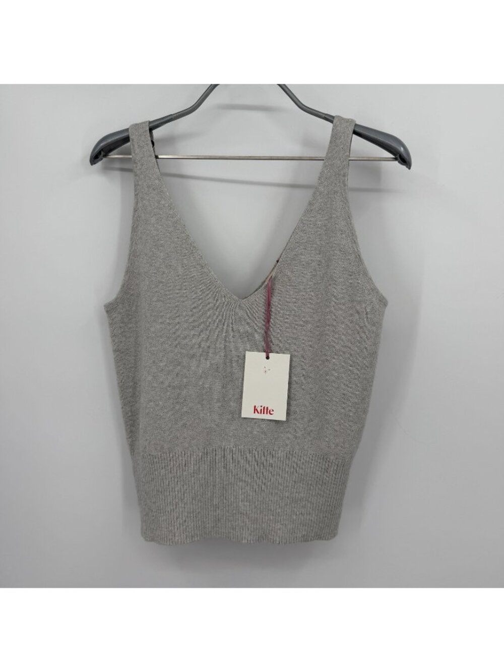 Kilte Collection Rei Tank in Heather Grey Cotton-Cashmere size 1/S V-Neck Top